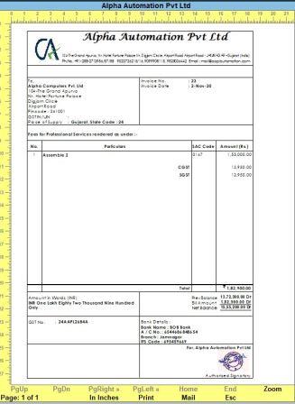 Print Customized Invoice for CA & Consultant